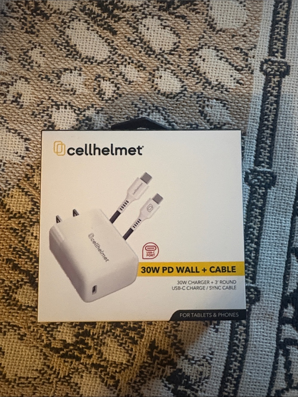 30W PD Wall Charger with Integrated USB-C Cable - White